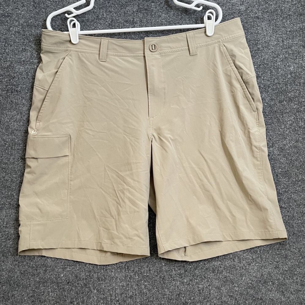 Under Armour Fishing Shorts Mens 38 Mantra Cargo Khaki Hiking Stretch 1378952